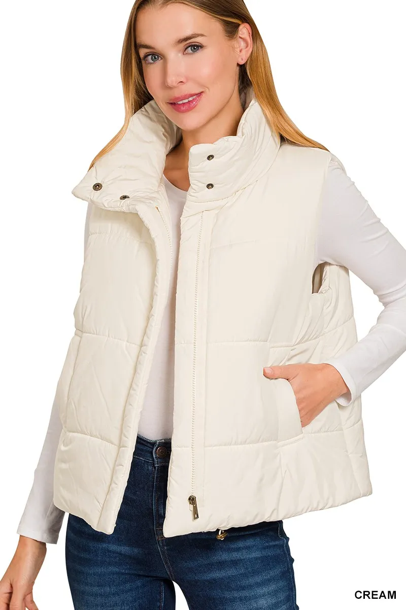 High Neck Zip-Up Vest Coat, image 2