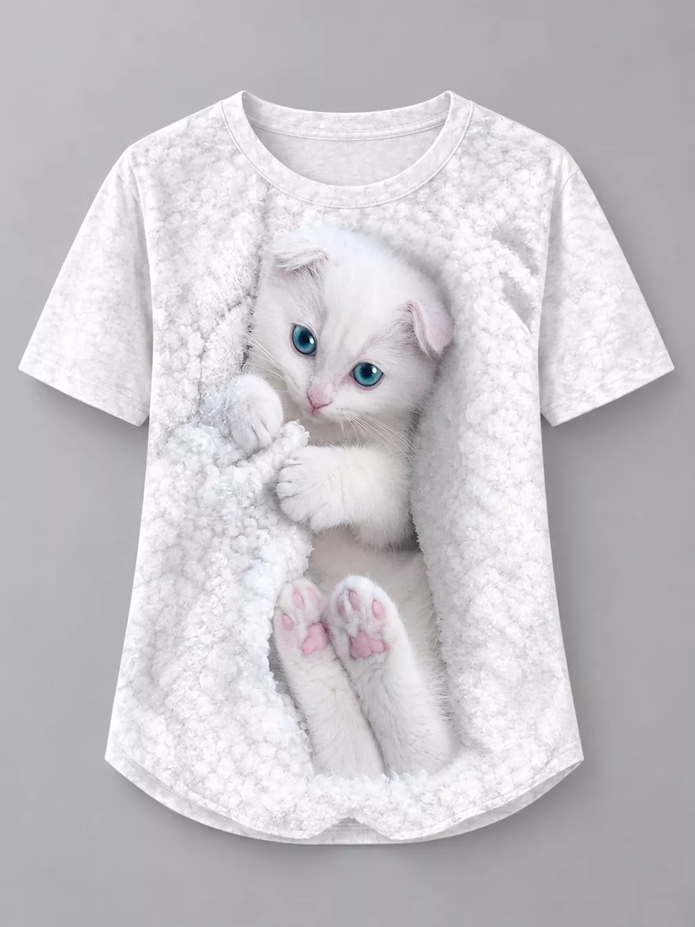 Full Size Cat Graphic Round Neck Top Plus Size, image 15