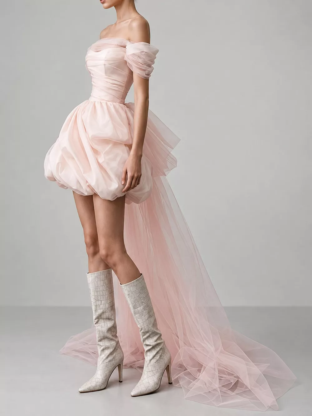 Full Size Off-Shoulder Tulle Bubble Mini Dress Plus Size, image 7