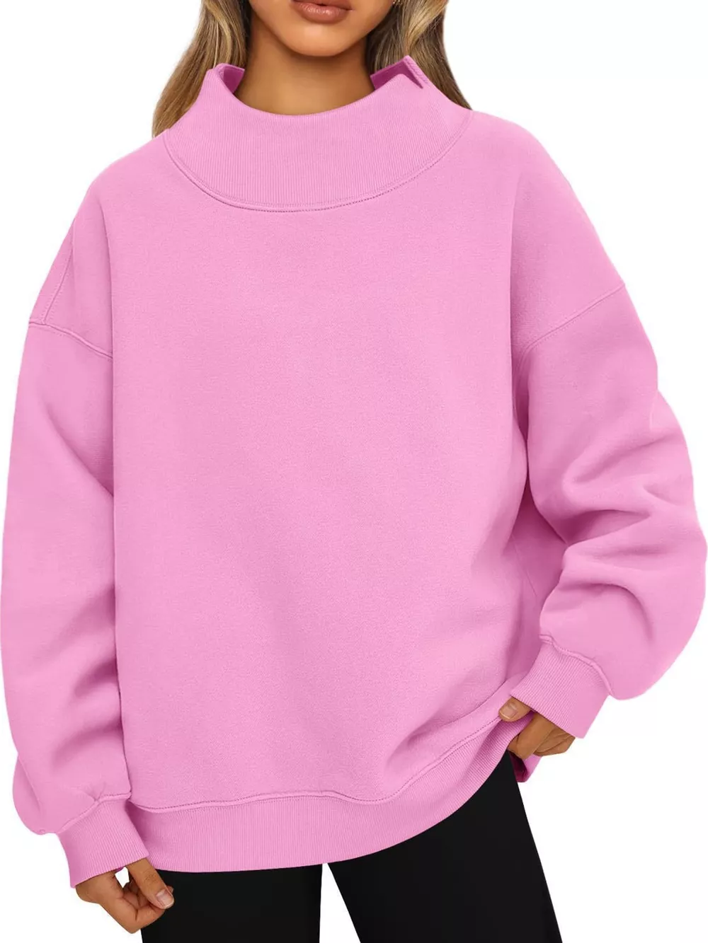 Oversized Mock Neck Long Sleeve Sweatshirt, image 29