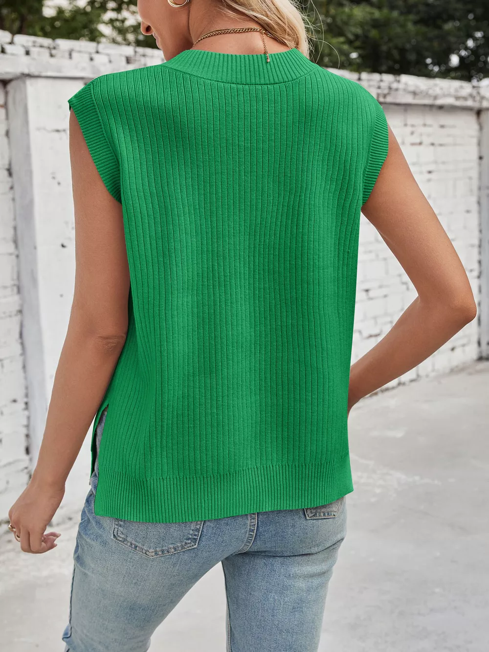Casual V-Neck Knitted Sweater Vest, image 11