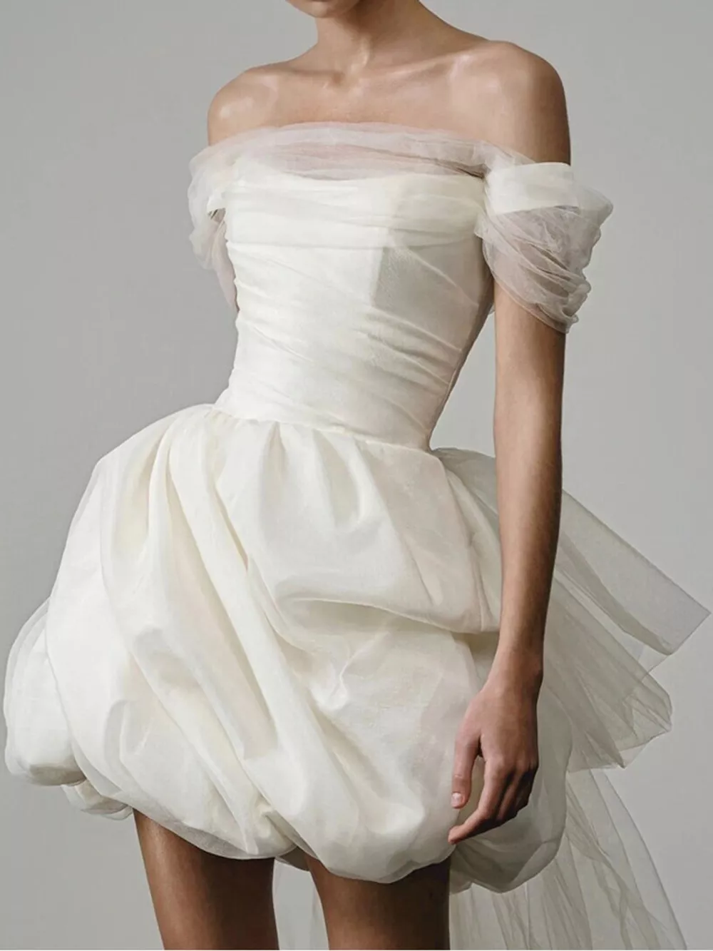 Full Size Off-Shoulder Tulle Bubble Mini Dress Plus Size, image 3