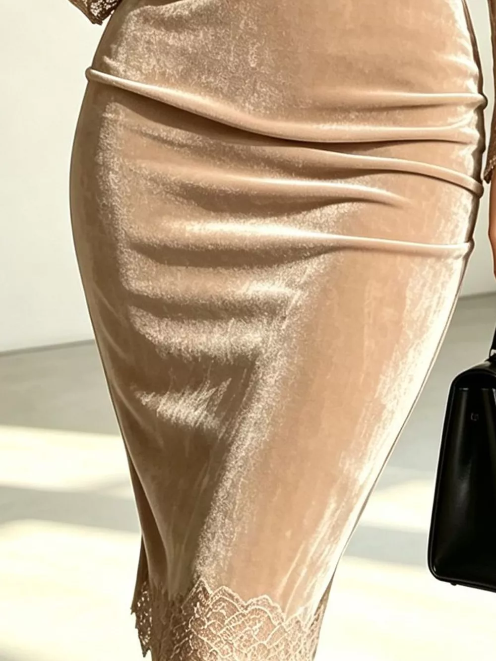 Long-Sleeve Velvet Lace Bodycon Dress, image 17