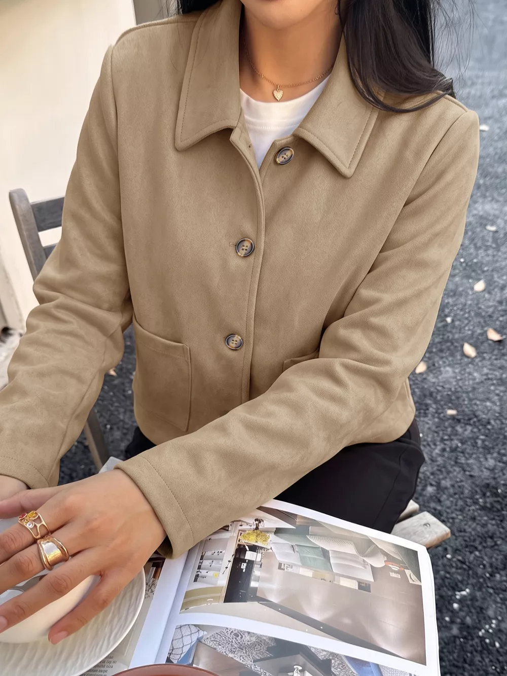 Collared Neck Button Up Jacket, image 3