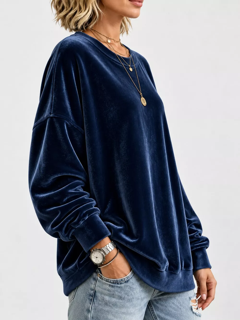 Full Size Crew Neck Drop Shoulder Sweatshirt Plus Size, image 8