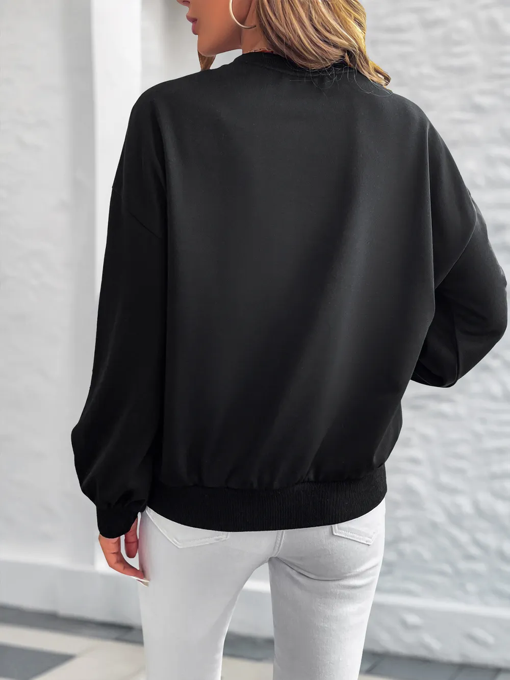 Heart Print Long Sleeve Sweatshirt, image 6