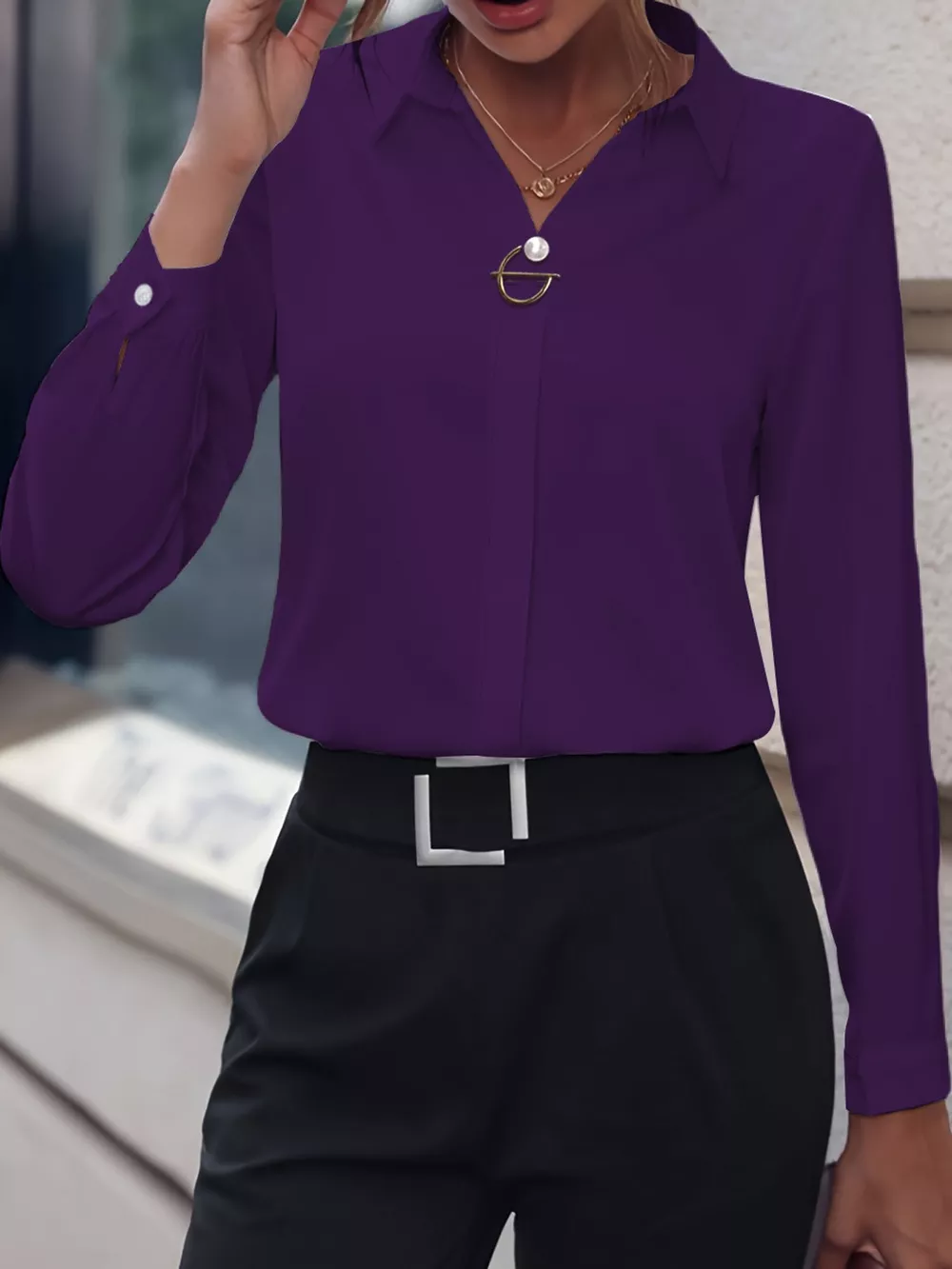 Long Sleeve Satin Blouse, image 44