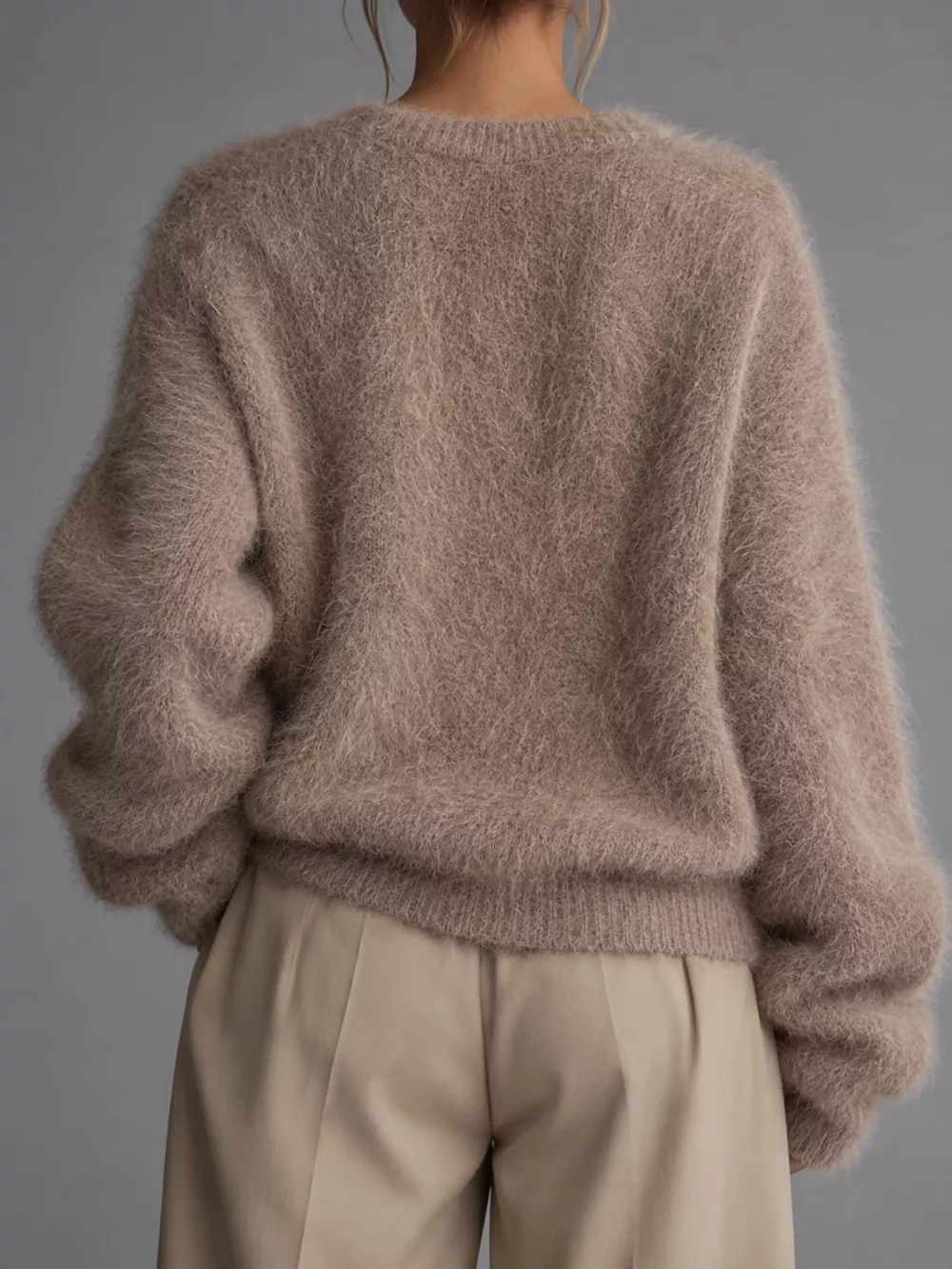 Fuzzy V-Neck Button-Down Cardigan, image 16