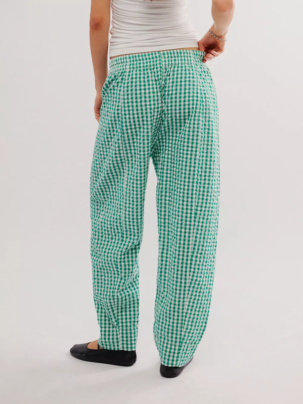 Gingham Relaxed Fit Pants, image 3
