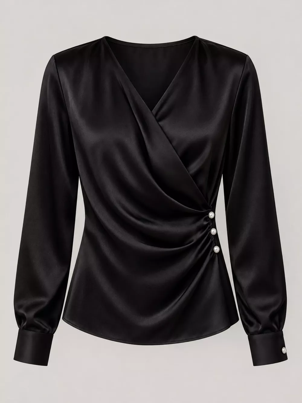 Satin Surplice Long Sleeve Blouse, image 12
