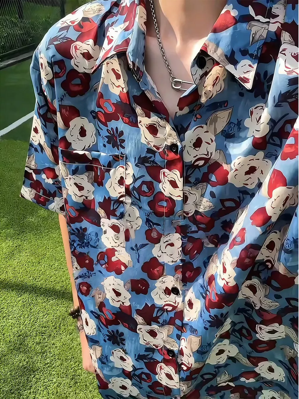 Men's Plus Size Floral Print Short-Sleeve Shirt, image 3