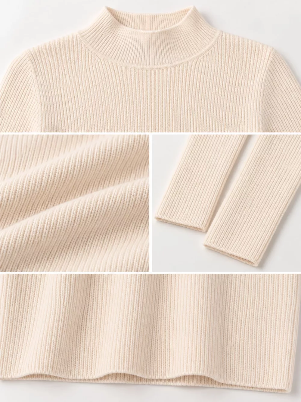 Elegant Slim-Fit Ribbed Mock Neck Knit Top, image 52