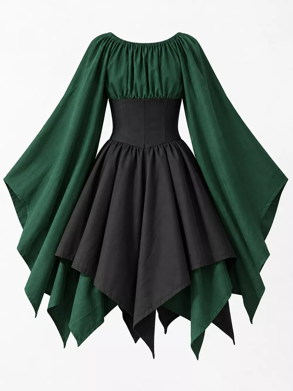 Full Size Lace-Up Flare Sleeve Irregular Hem Dress Plus Size, image 15