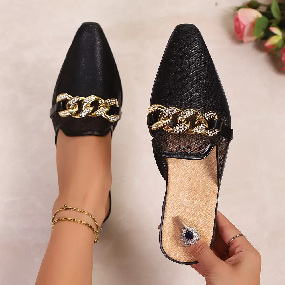 Point Toe Chain Detail Sandals, image 5