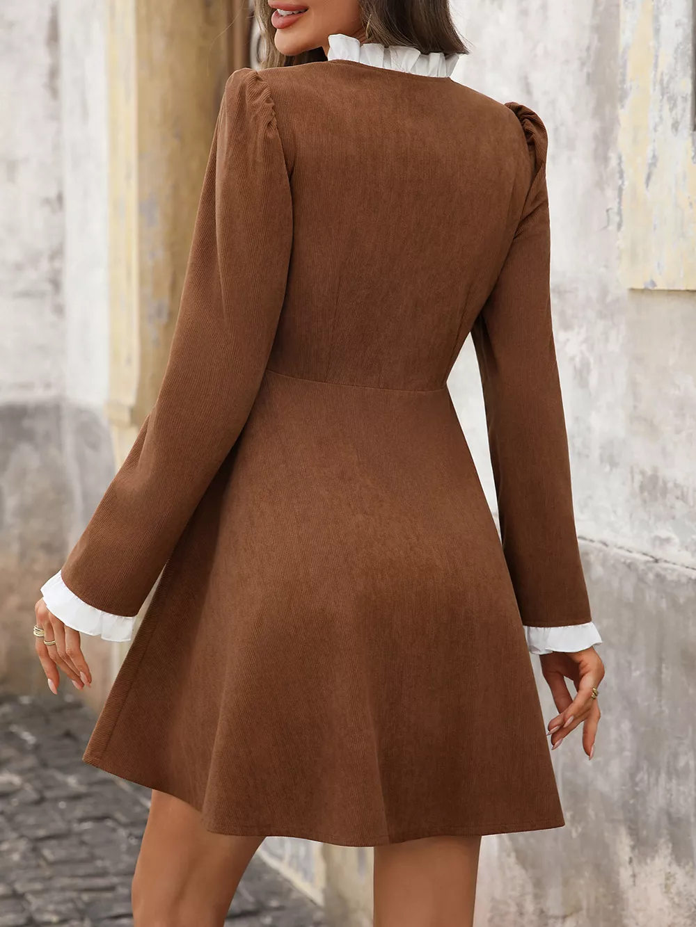 Button-Front Long Sleeve Dress, image 11