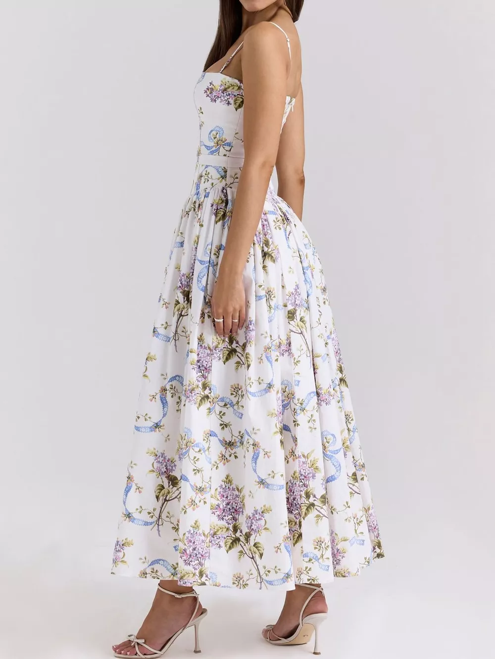 Floral Spaghetti Straps Midi Dress, image 31