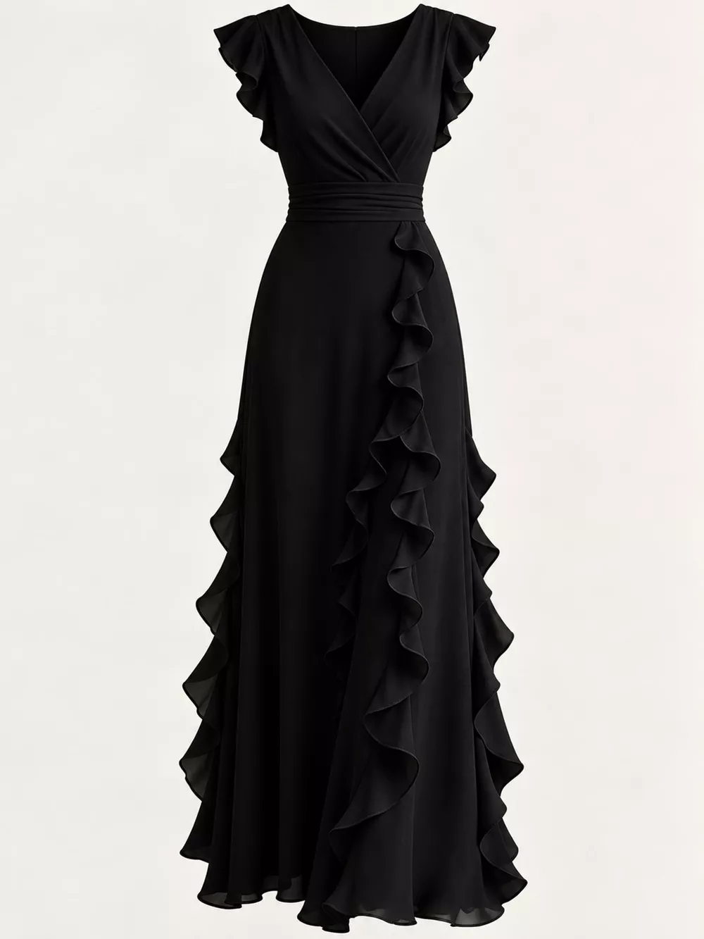 Ruffled Surplice Sleeveless Maxi Dress, image 25