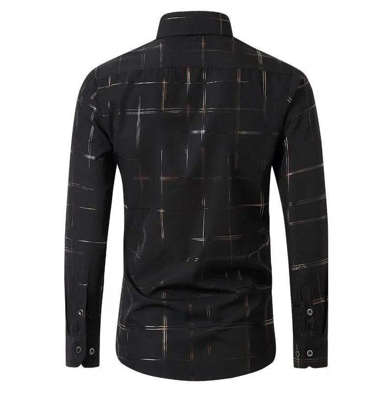 Men's Geometric Pattern Long Sleeve Button-Down Shirt, image 8
