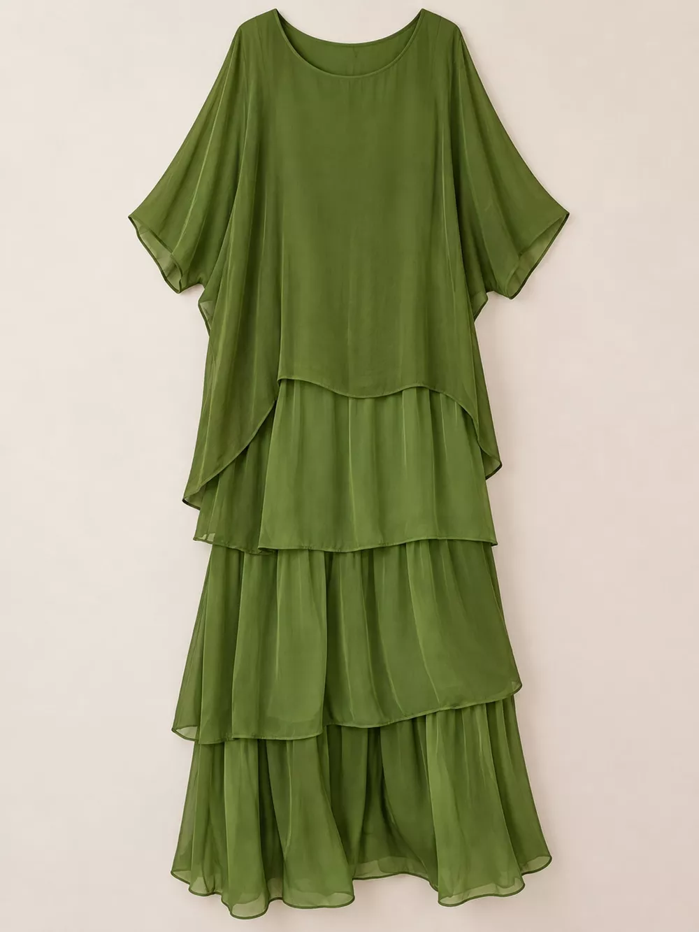 Full Size Layered Batwing Sleeve Maxi Dress Plus Size, image 45