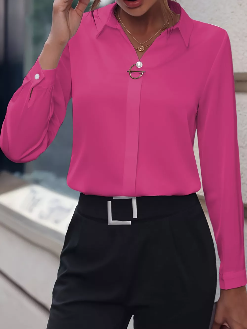 Long Sleeve Satin Blouse, image 22