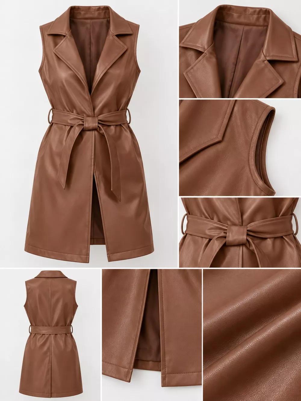 Tie Waist Longline Vest Coat, image 18