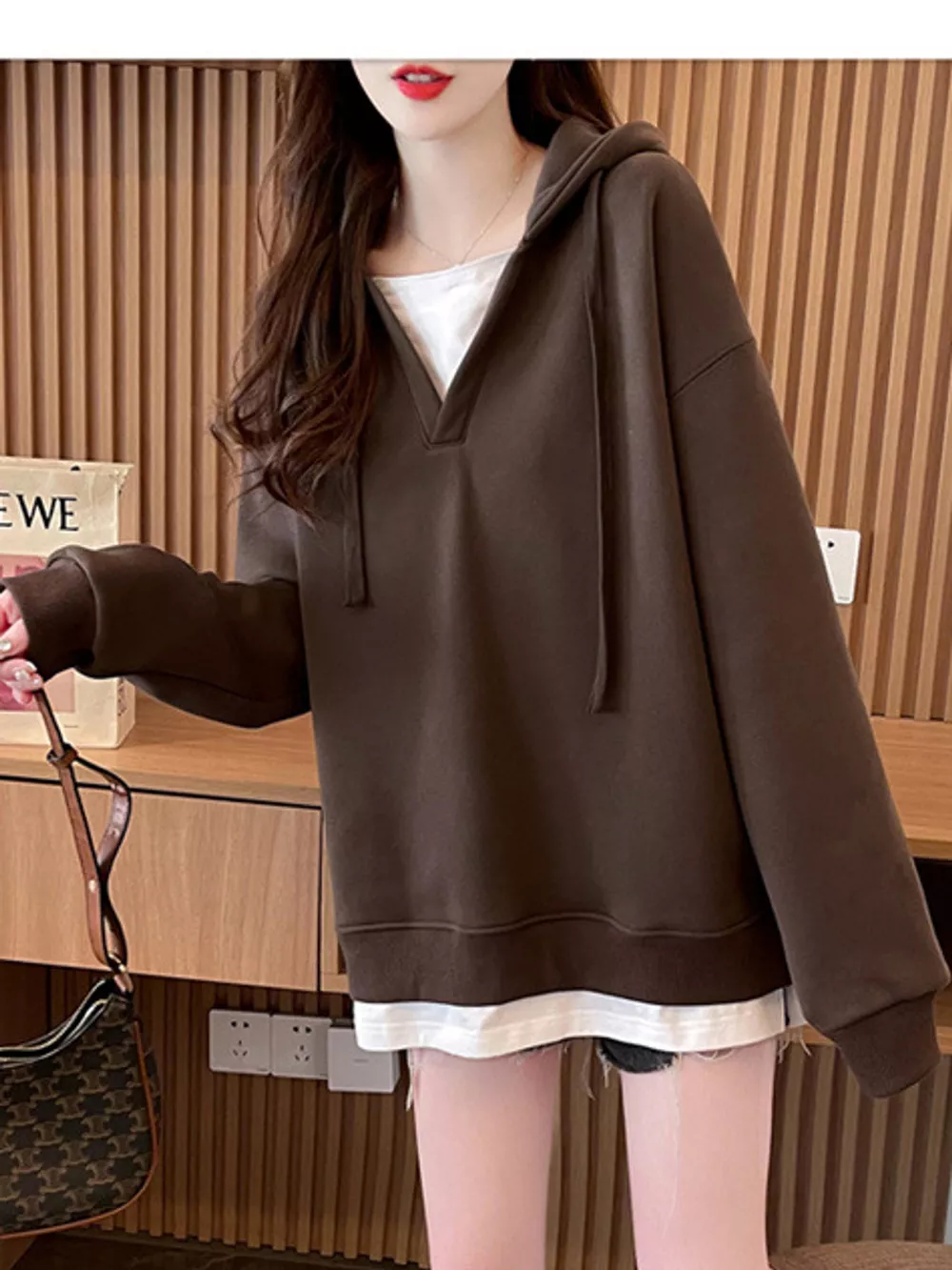 Layered Look Dropped Shoulder Hoodie, image 12