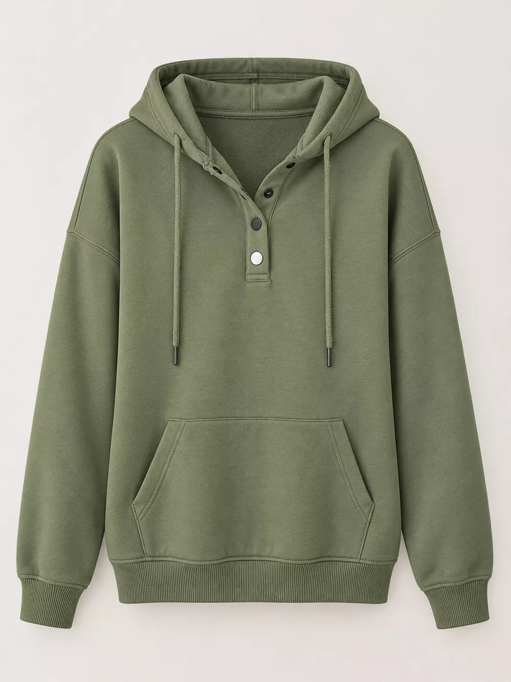Full Size Kangaroo Pocket Dropped Shoulder Hoodie Plus Size, image 20