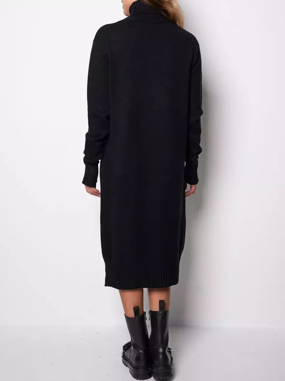 Turtleneck Ribbed Knit Sweater Dress, image 7