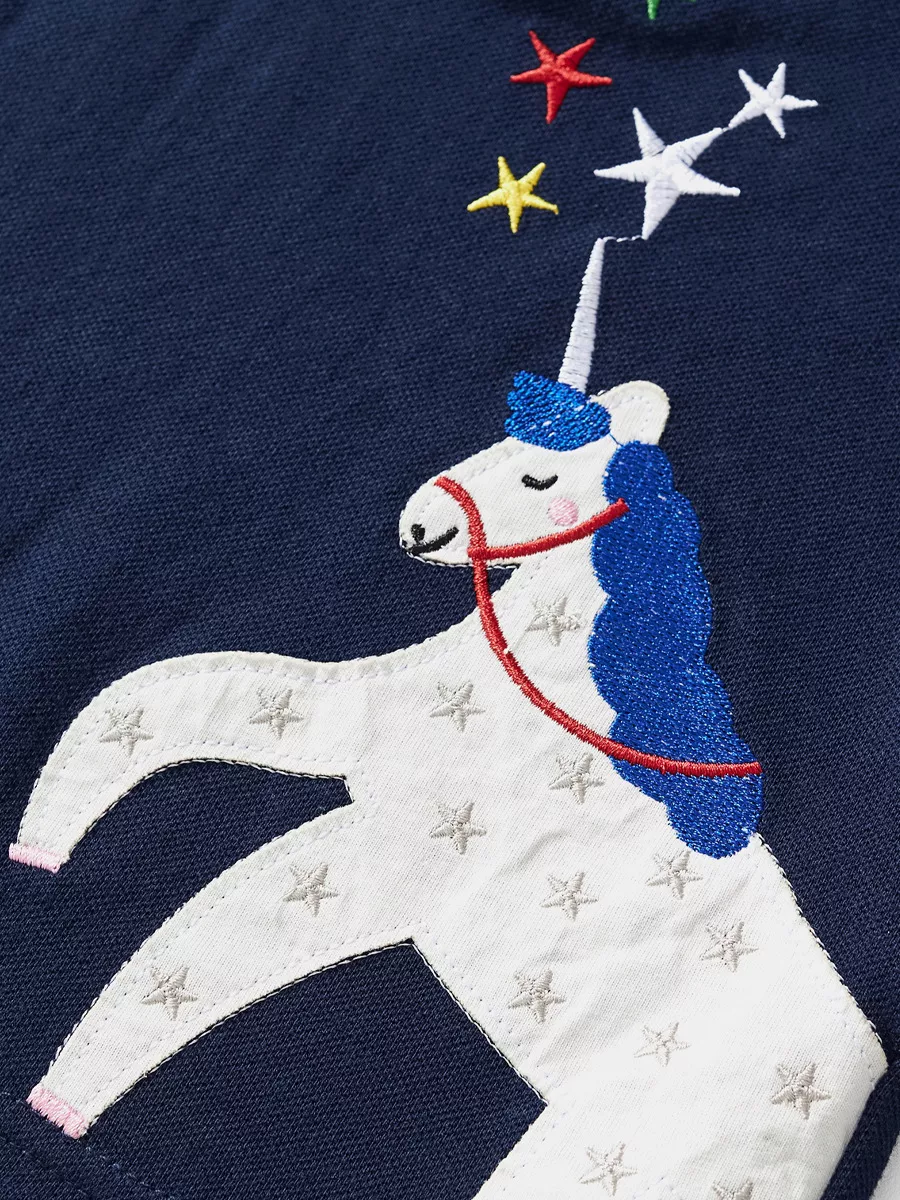 Children's Unicorn & Stars Embroidered Polo, image 3