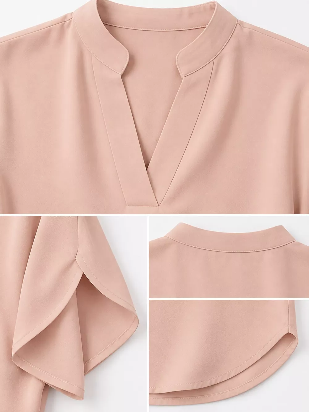 Notched Slit Short Sleeve Blouse, image 35