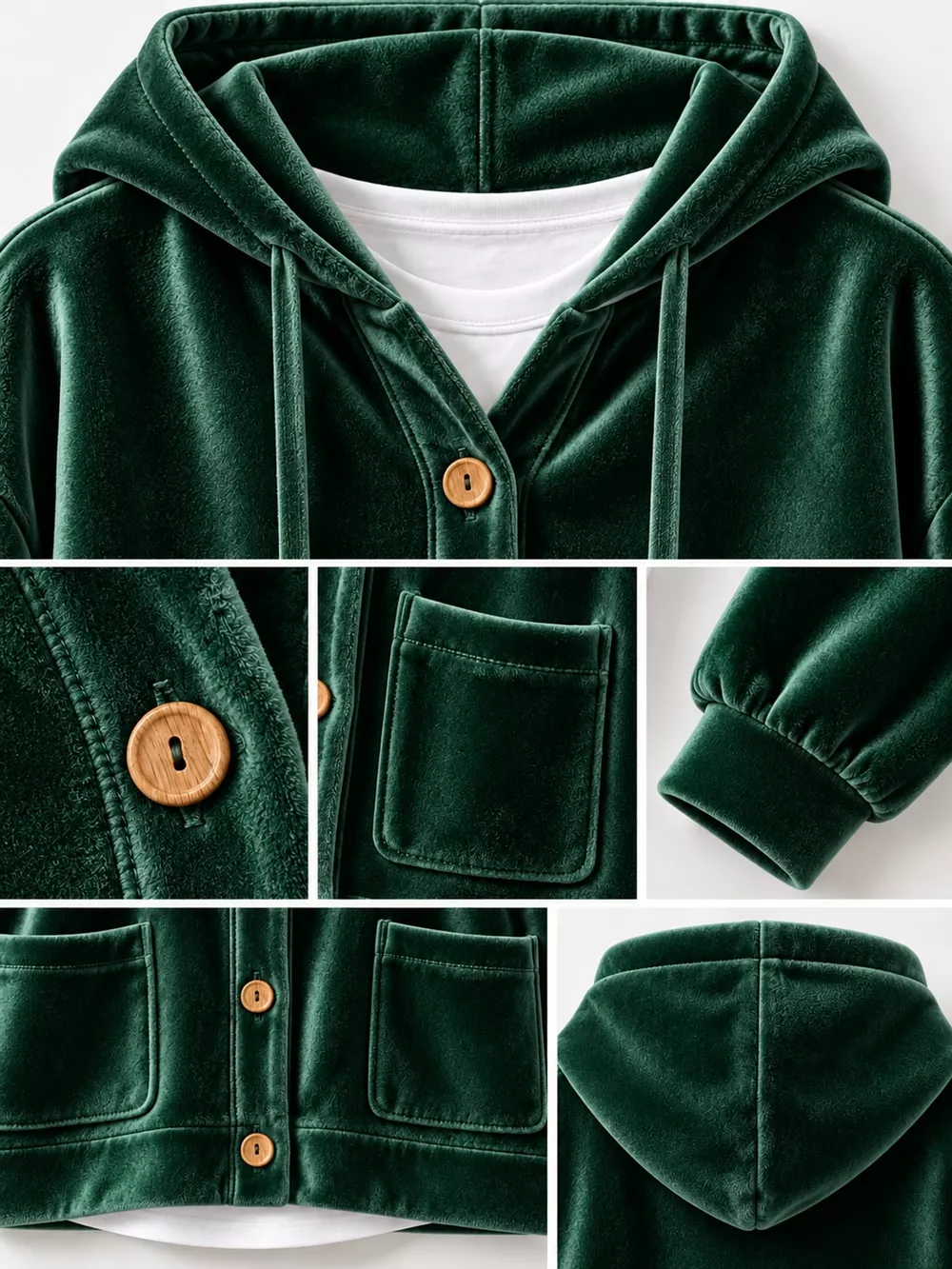 Full Size Velvet Dropped Shoulder Hoodie Plus Size, image 39