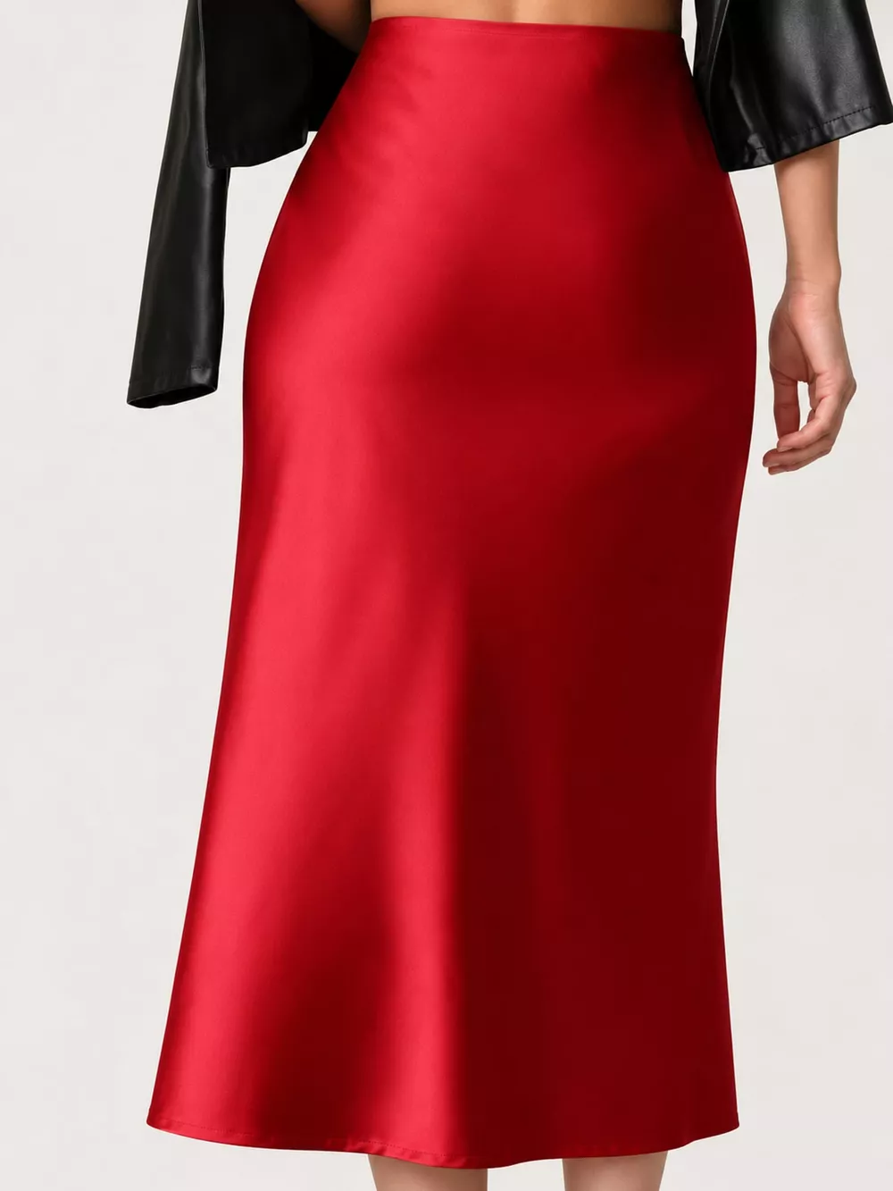 High-Waisted Satin Midi Skirt, image 18