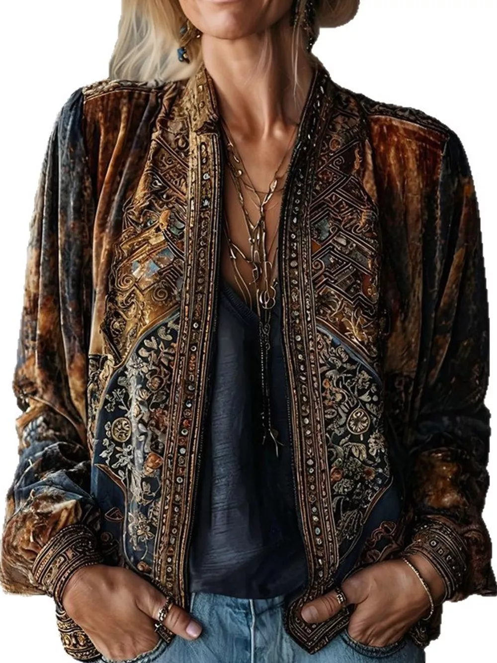 Bohemian Open Front Cardigan, image 2