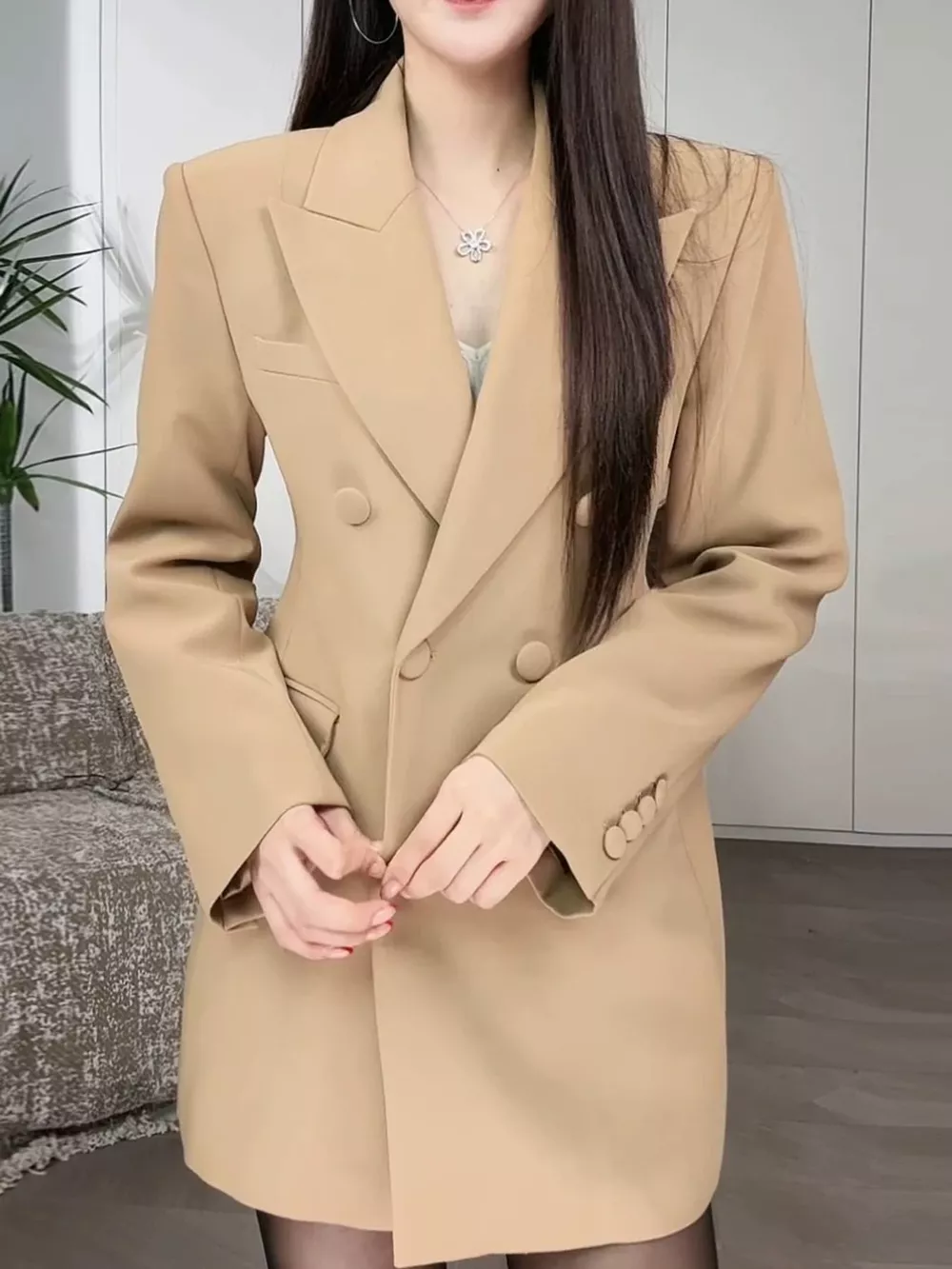 Full Size Double-Breasted Slim-Fit Blazer Plus Size, image 19