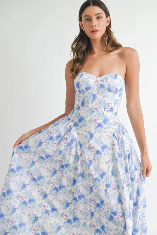 Sweetheart Neckline Floral Printed Midi Dress, image 9