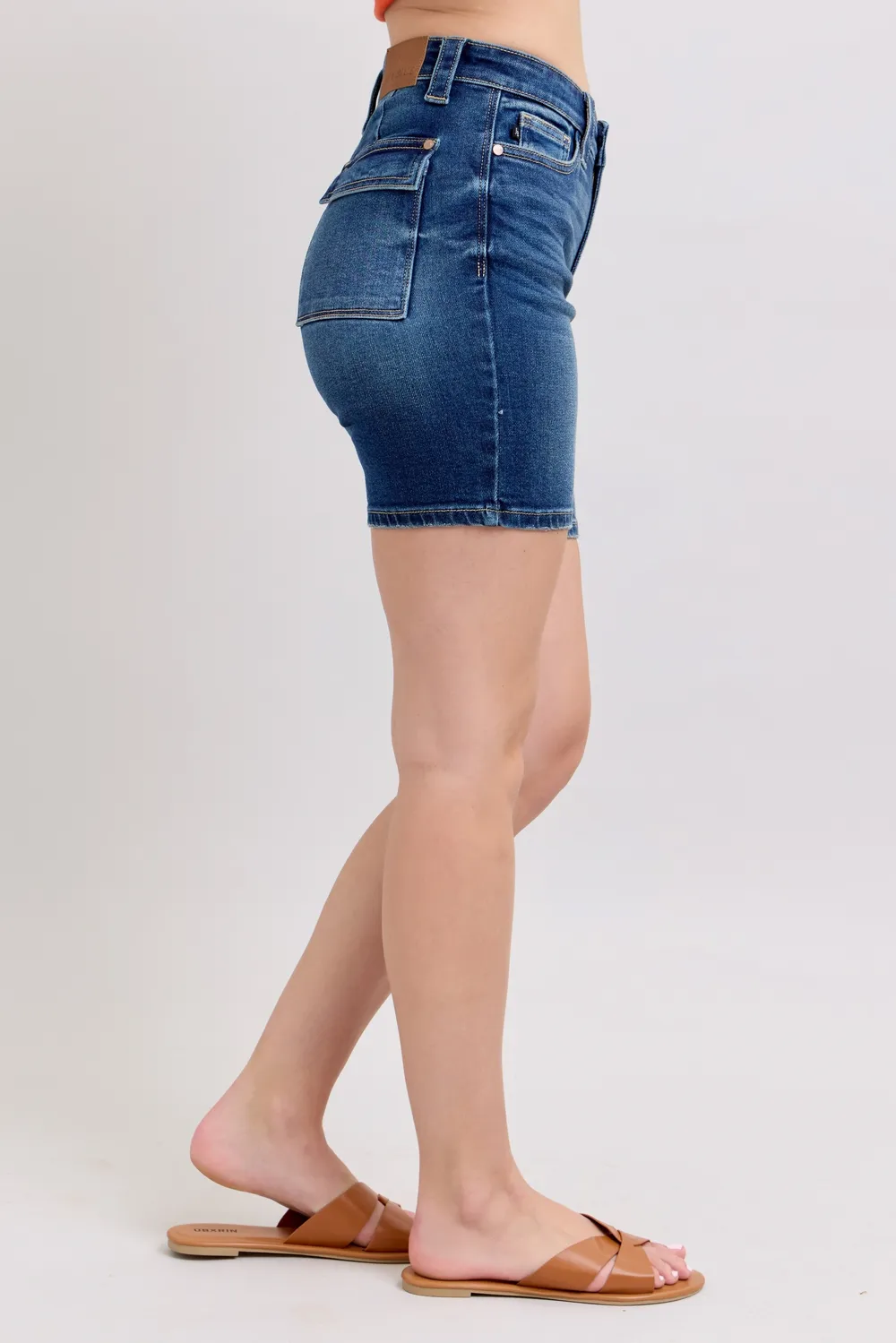 Full Size High Waist Bermudas Jeans W/ Back Flap Pockets Plus Size, image 6