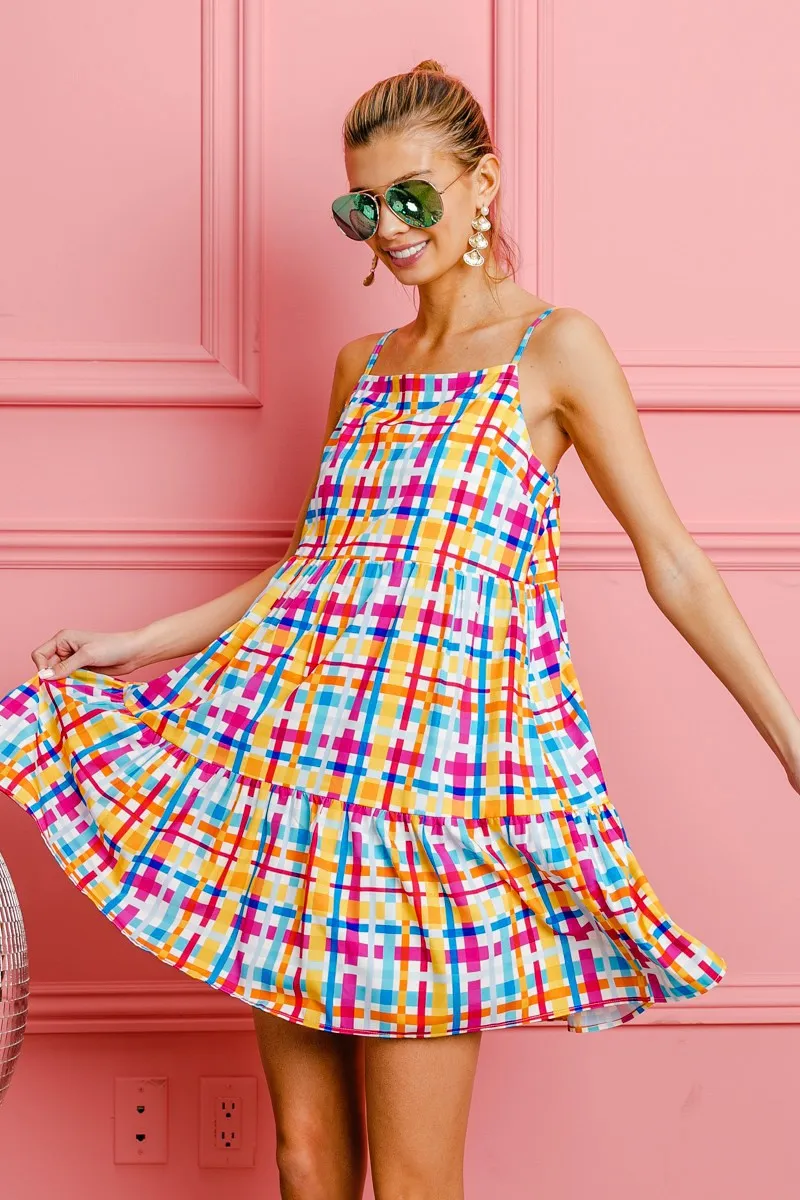 Multi Colors Plaid Sleeveless Sun Dress, image 8