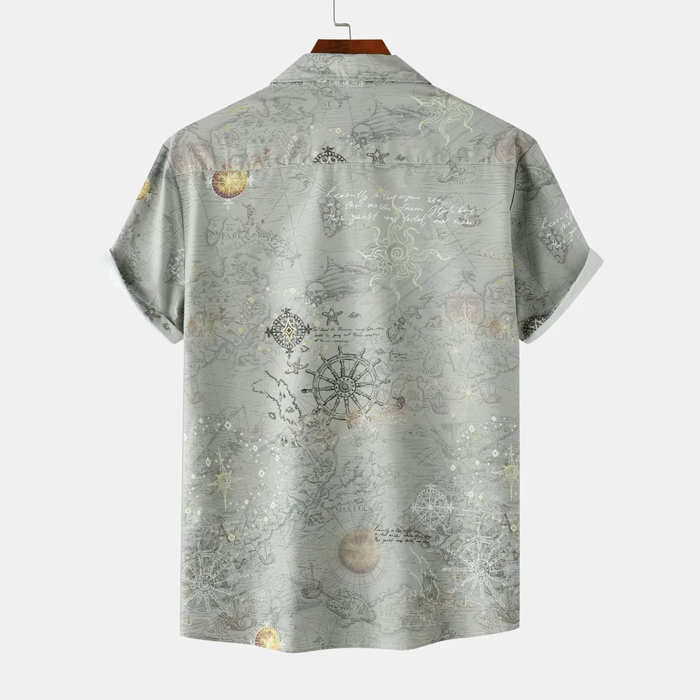 Men's Printed Button Up Short Sleeve Shirt, image 6