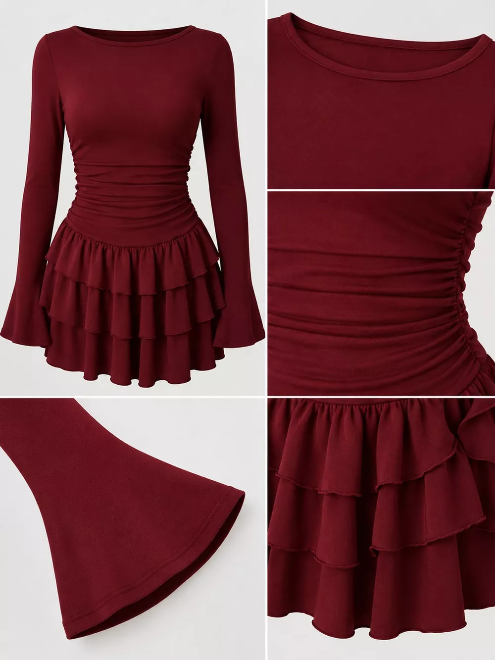 Layered Ruffle Long Sleeve Mini Dress, image 25