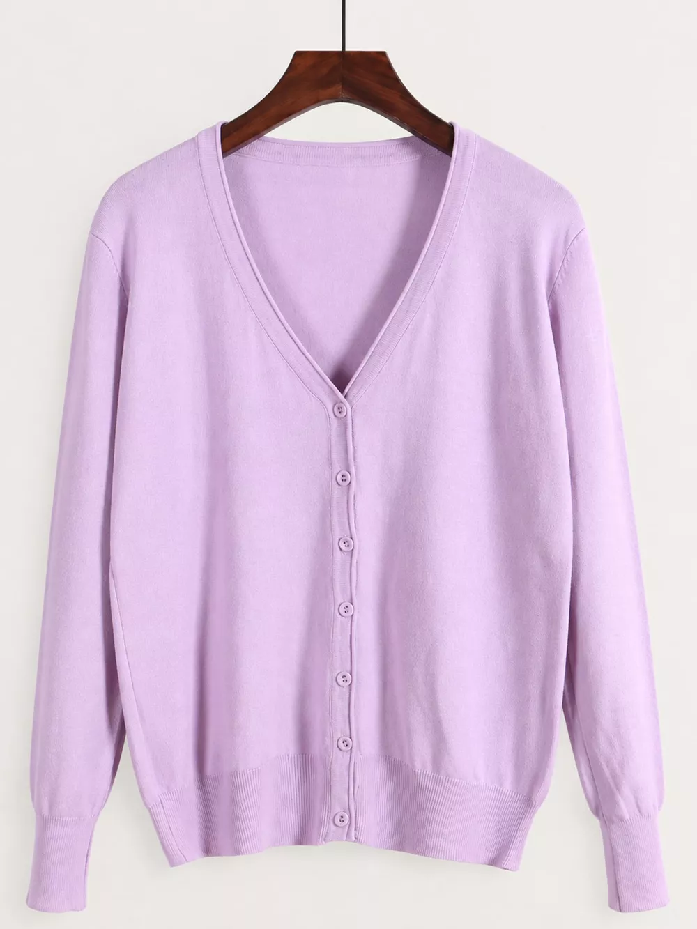 Classic V-Neck Button-Down Knit Cardigan, image 19