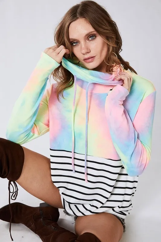 Tie Dye French Terry Cowl Neck Top, image 2