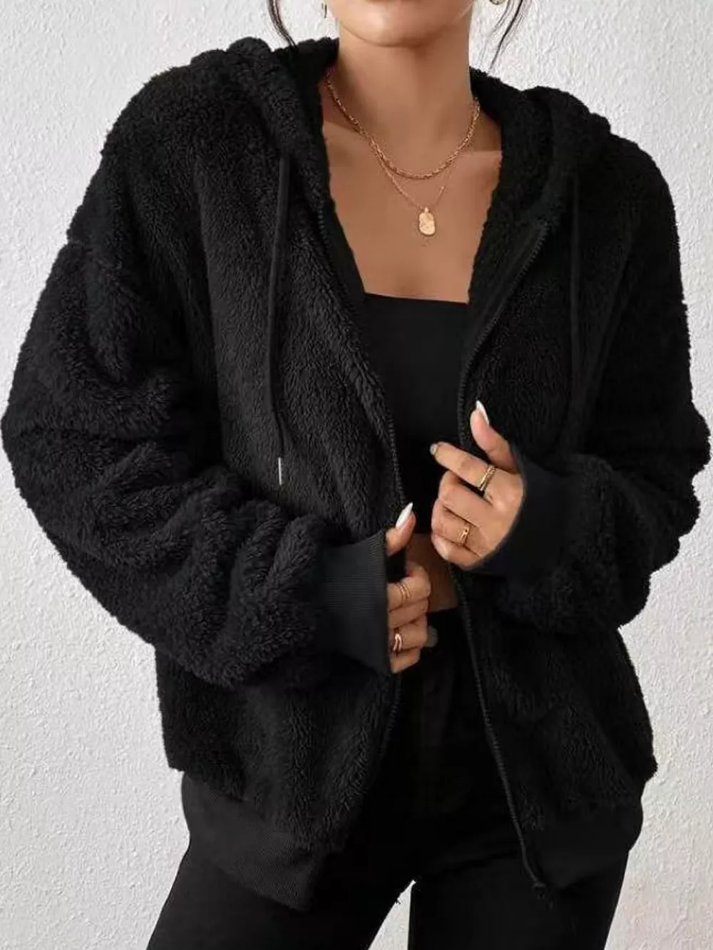 Fleece Zip-Up Hooded Jacket, image 3