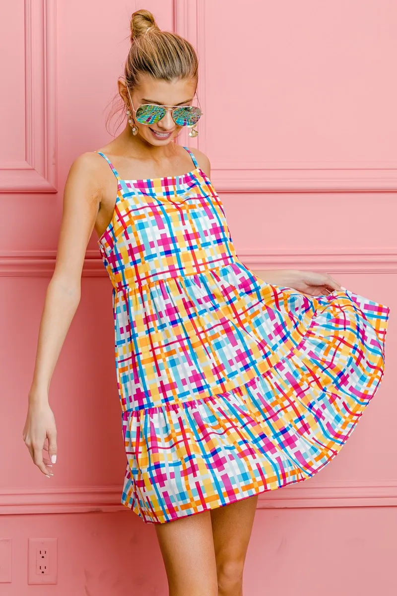 Multi Colors Plaid Sleeveless Sun Dress, image 16