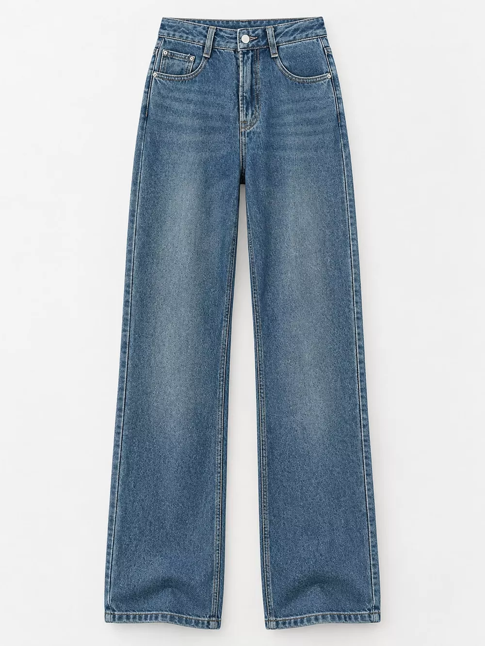 High-Waisted Vintage Wash Wide-Leg Jeans, image 9