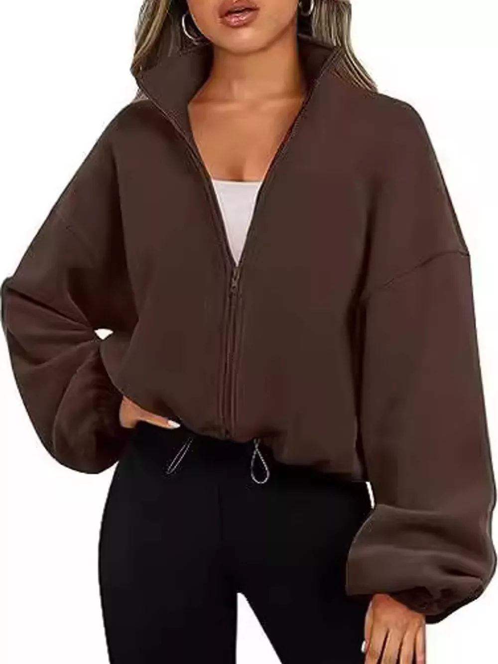Drawstring Hem Zip Up Jacket, image 15