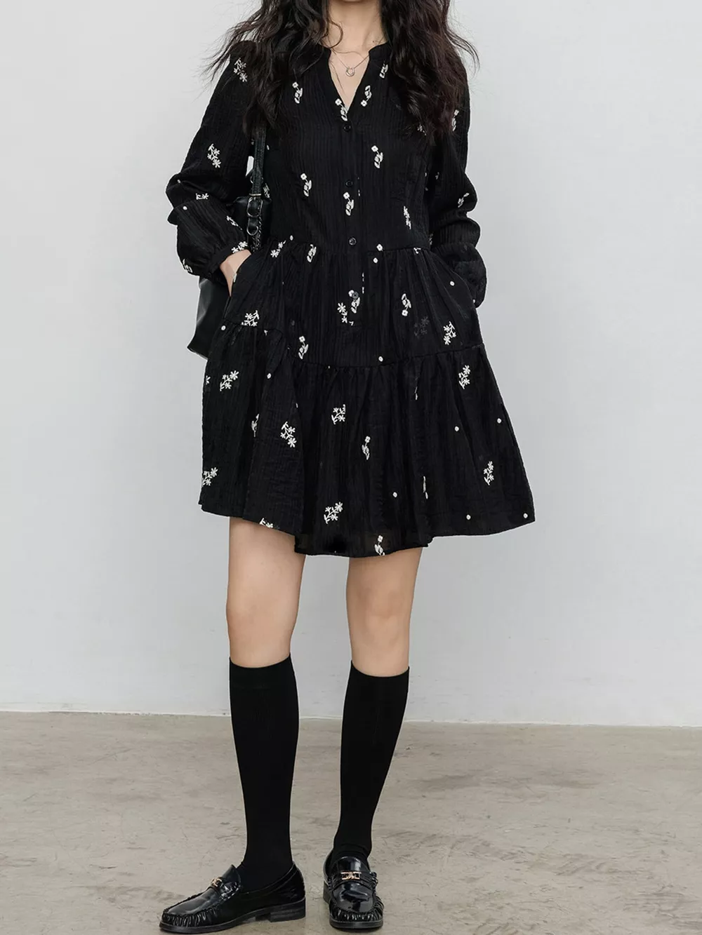 Floral Long Sleeve Mini Dress, image 2