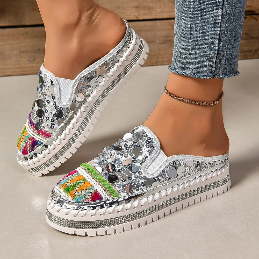Sequin Round Toe Platform Loafers, image 10