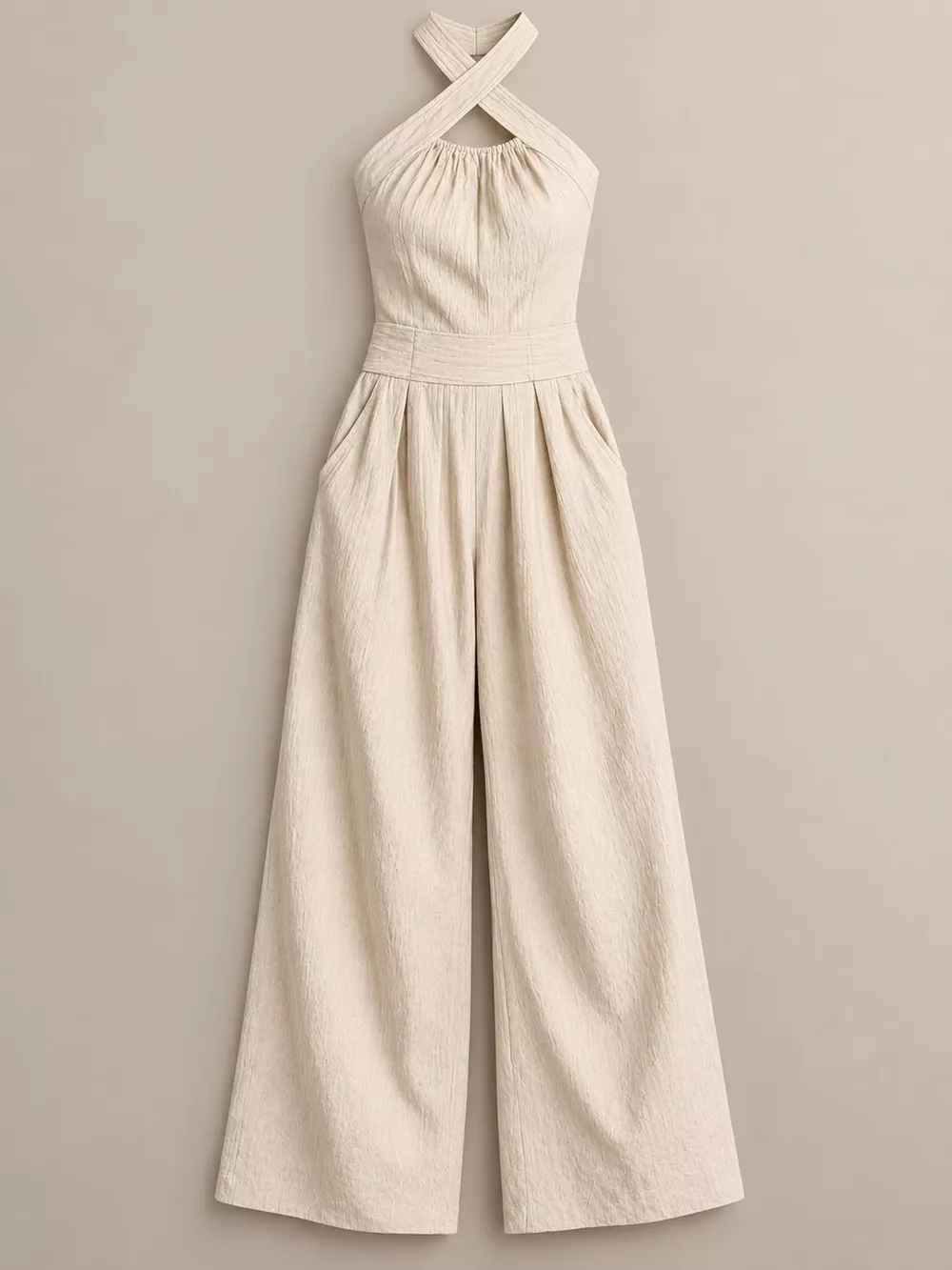 Full Size Halter Neck Wide-Leg Jumpsuit Plus Size, image 5