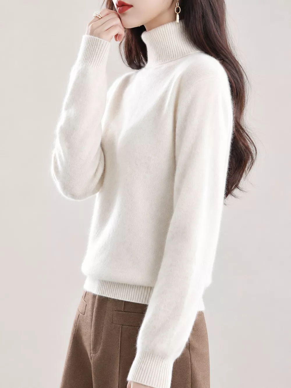 Full Size Turtleneck Long Sleeve Sweater Plus Size, image 2