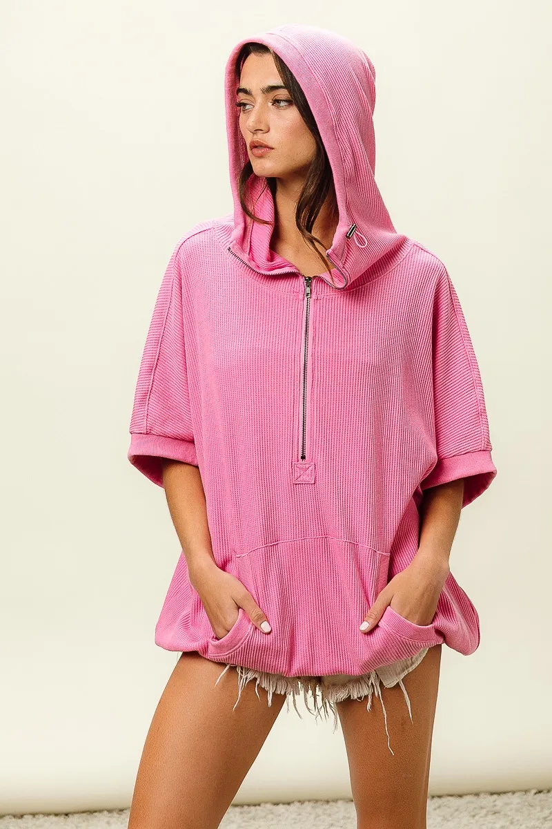 Vintage Washed Waffle Thermal Hoodie, image 8